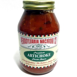 Pennsylvania Mararoni Co Premiem Artichoke Pasta Sauce A Family Tradition, The Italian's Italian Store Net Wt. 32 oz Gluten Free