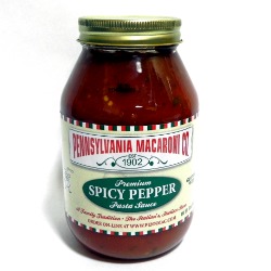Pennsylvania Macaroni Co. Premium Spicy Pepper Pasta Sauce A Family Tradition, The Italian's Italian Store. Net Wt. 32 oz.